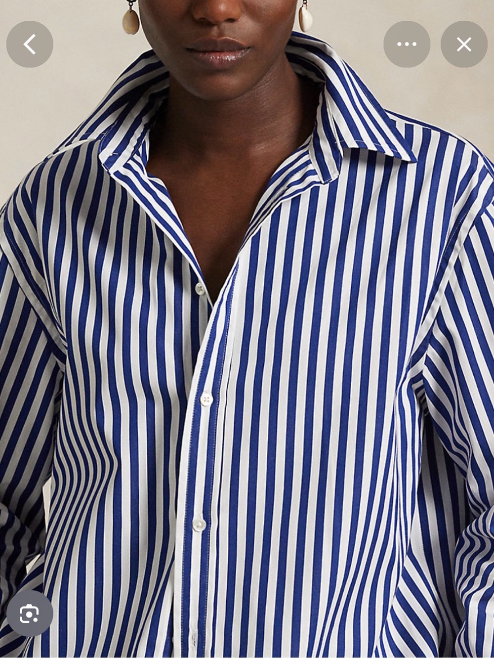 Polo by Ralph Lauren Blue & White Striped Boyfriend Fit Women's Button-Down